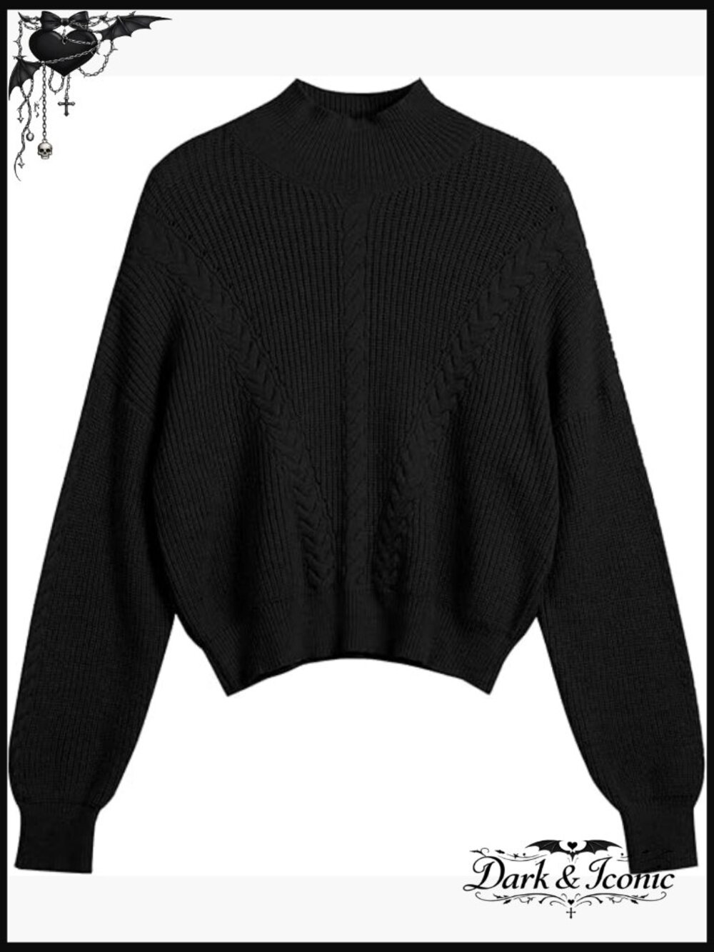 Cable Knit Cropped Pullover Sweater Lantern Sleeve Loose Fit Casual Top